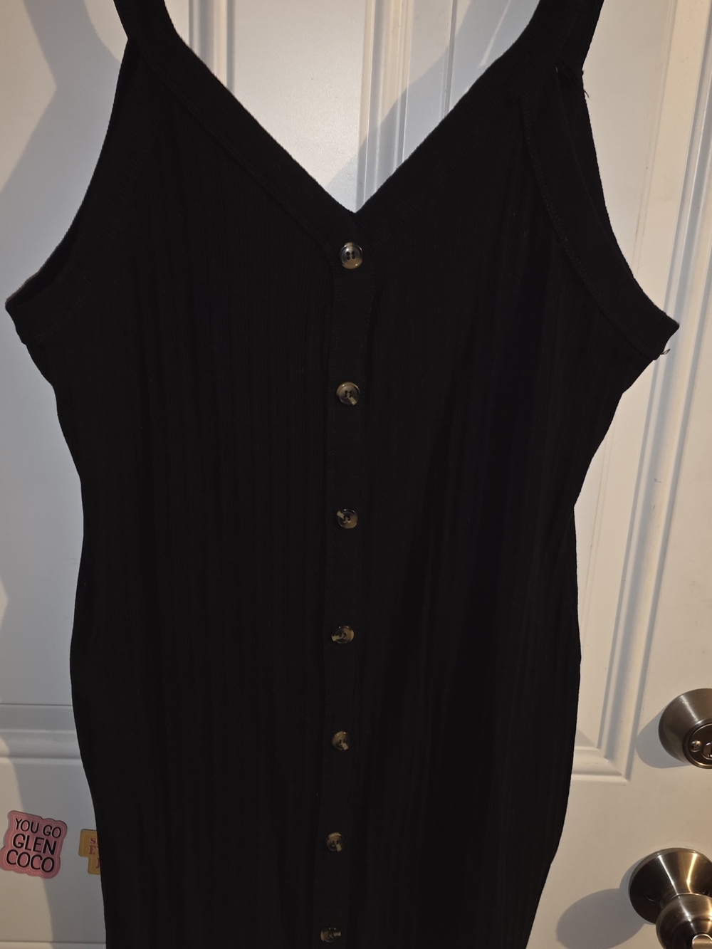 Women’s Black Button-Front Ribbed Dress